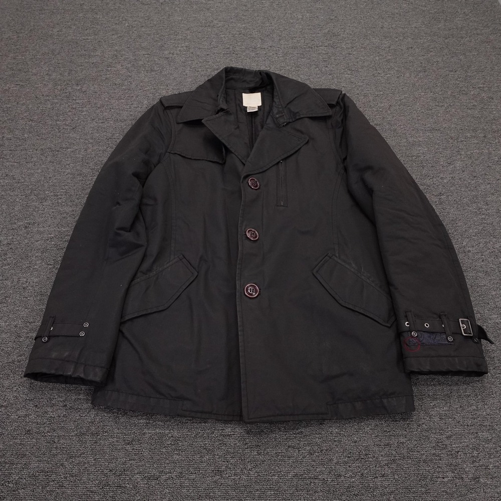 Vintage Diesel Coat Mens Large Black Nylon Overcoat Quilted Lined Made Italy Y2K